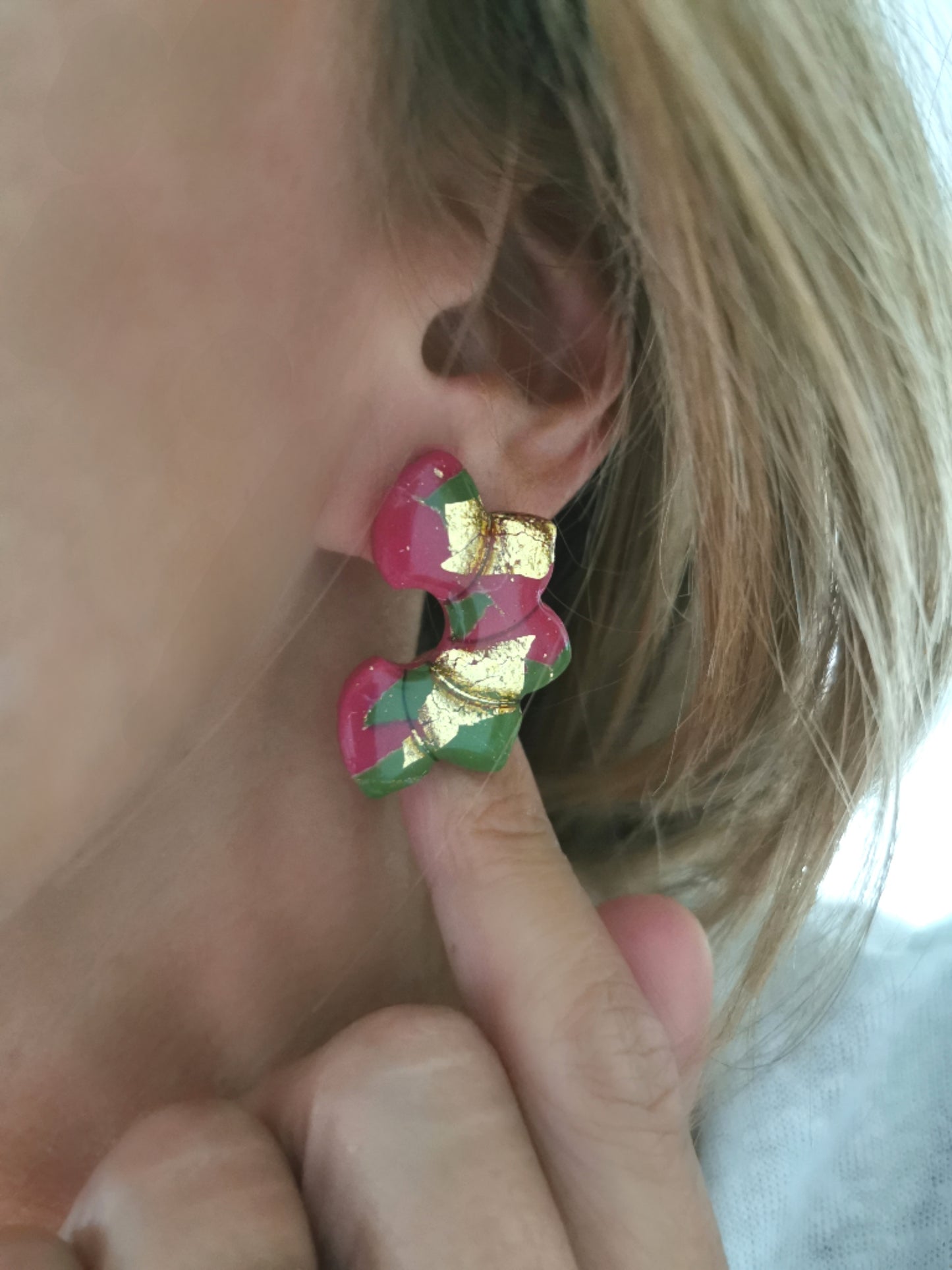 Boucle d'oreille Flora Grenat et vert