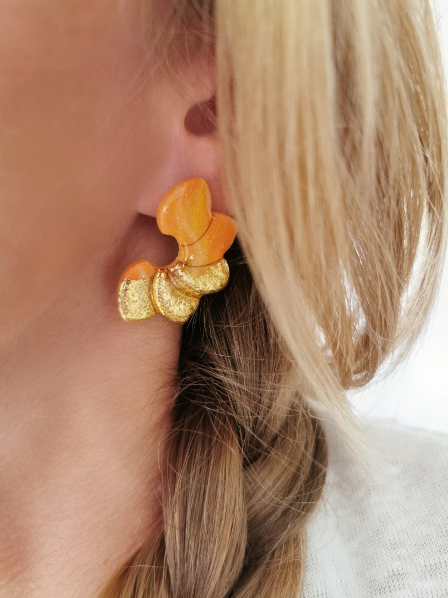 Boucle d'oreille Flora Orange et Or