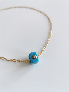 Collier Eye cube turquoise