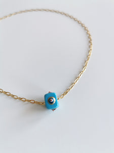 Collier Eye cube turquoise