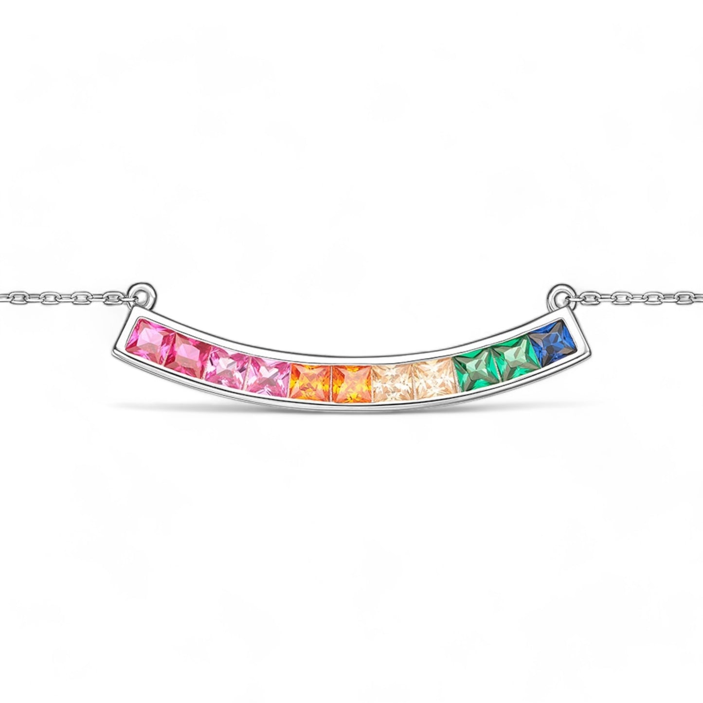 COLLIER BARRE COURBÉE DE ZIRCONIUMS MULTI COULEURS