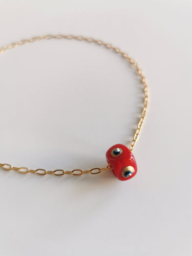 Collier Eye cube rouge