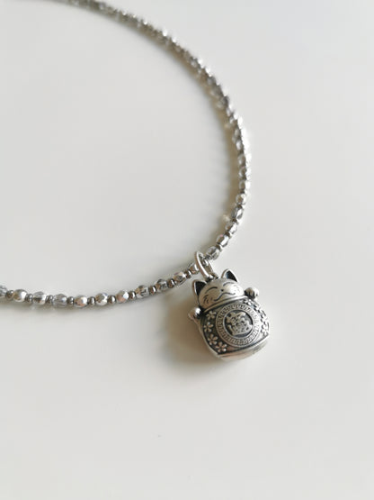 COLLIER LUCKY CAT ARGENT