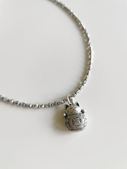 COLLIER LUCKY CAT ARGENT