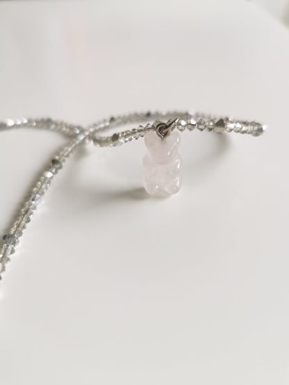 COLLIER OURS QUARTZ ROSE