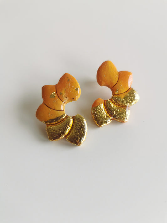 Boucle d'oreille Flora Orange et Or