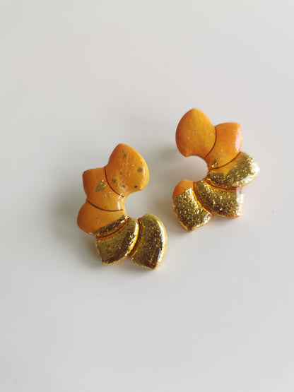 Boucle d'oreille Flora Orange et Or