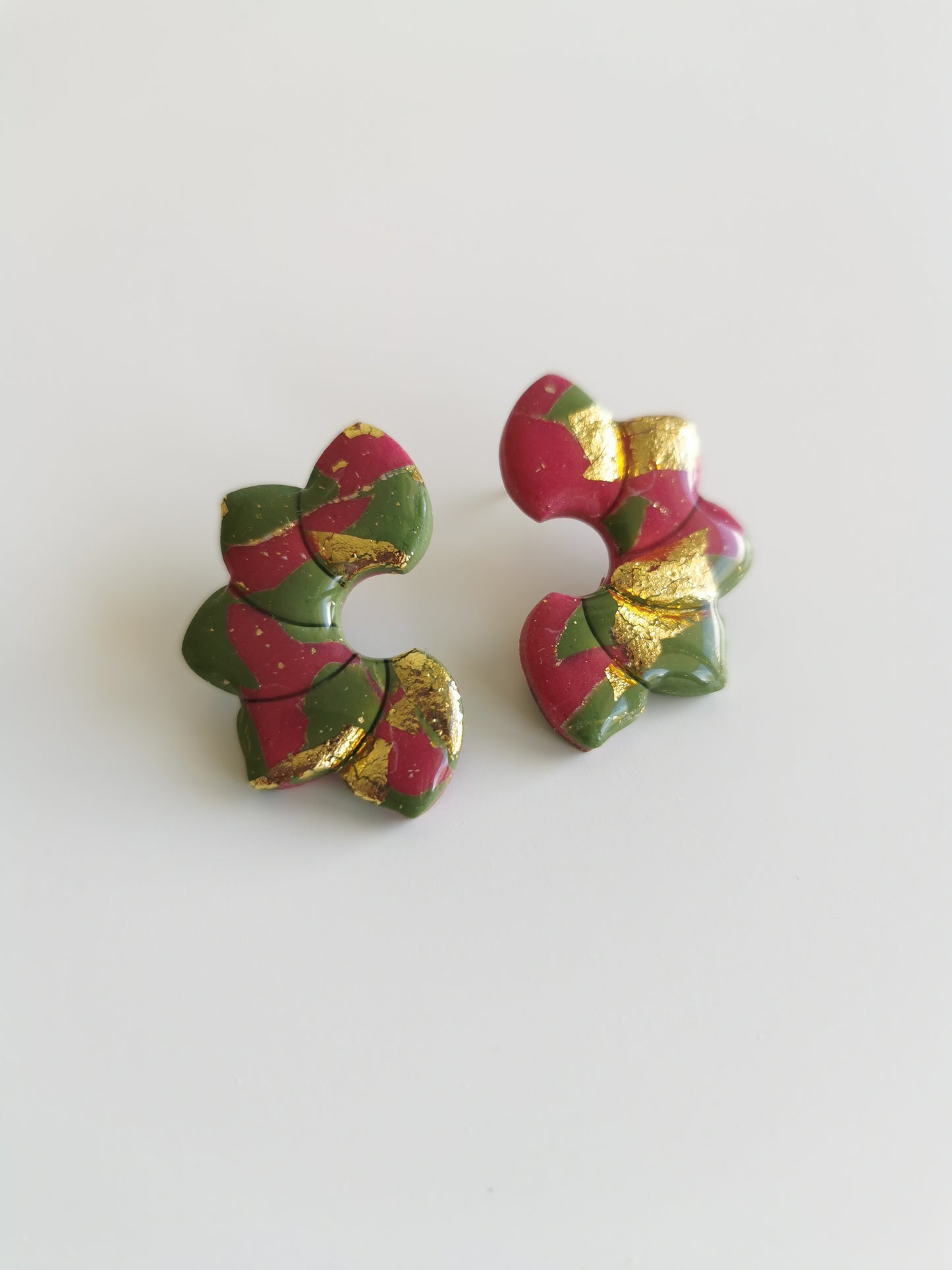 Boucle d'oreille Flora Fucshia et vert