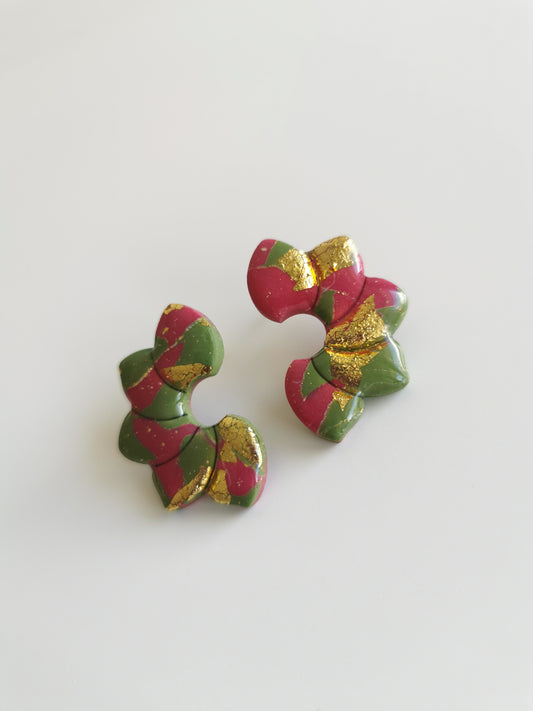 Boucle d'oreille Flora Fucshia et vert