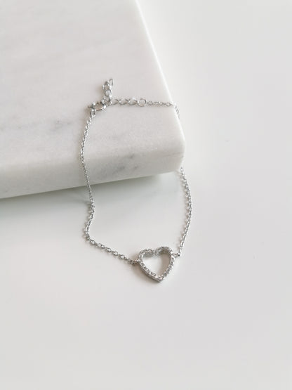 BRACELET CHAÎNE AVEC COEUR ZIRCONIUM