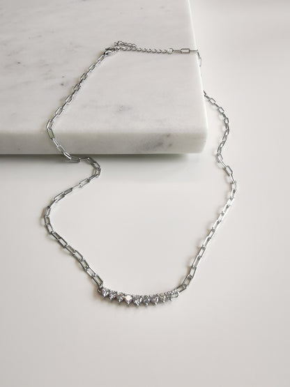 COLLIER CHAÎNE AVEC BARRE ZIRCONIUM BLANC