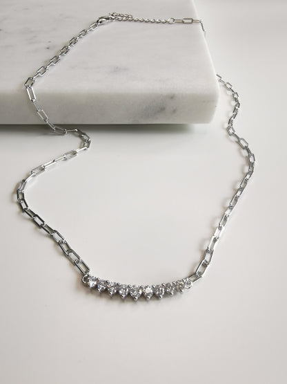 COLLIER CHAÎNE AVEC BARRE ZIRCONIUM BLANC