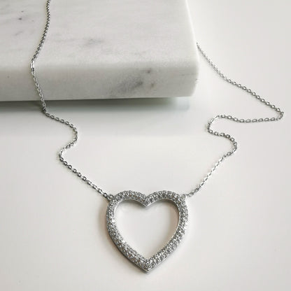 COLLIER COEUR ET ZIRCONIUM BLANC