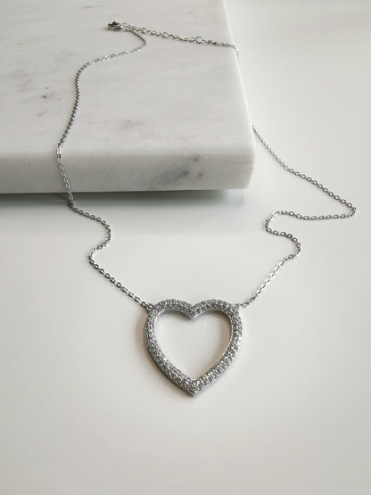 COLLIER COEUR ET ZIRCONIUM BLANC