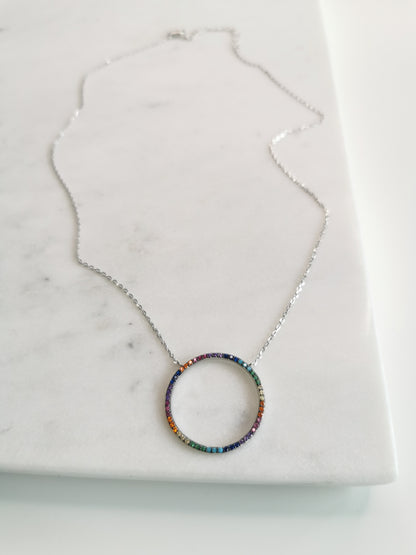 COLLIER CERCLE ZIRCONIUMS MULTI COULEURS