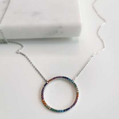 COLLIER CERCLE ZIRCONIUMS MULTI COULEURS