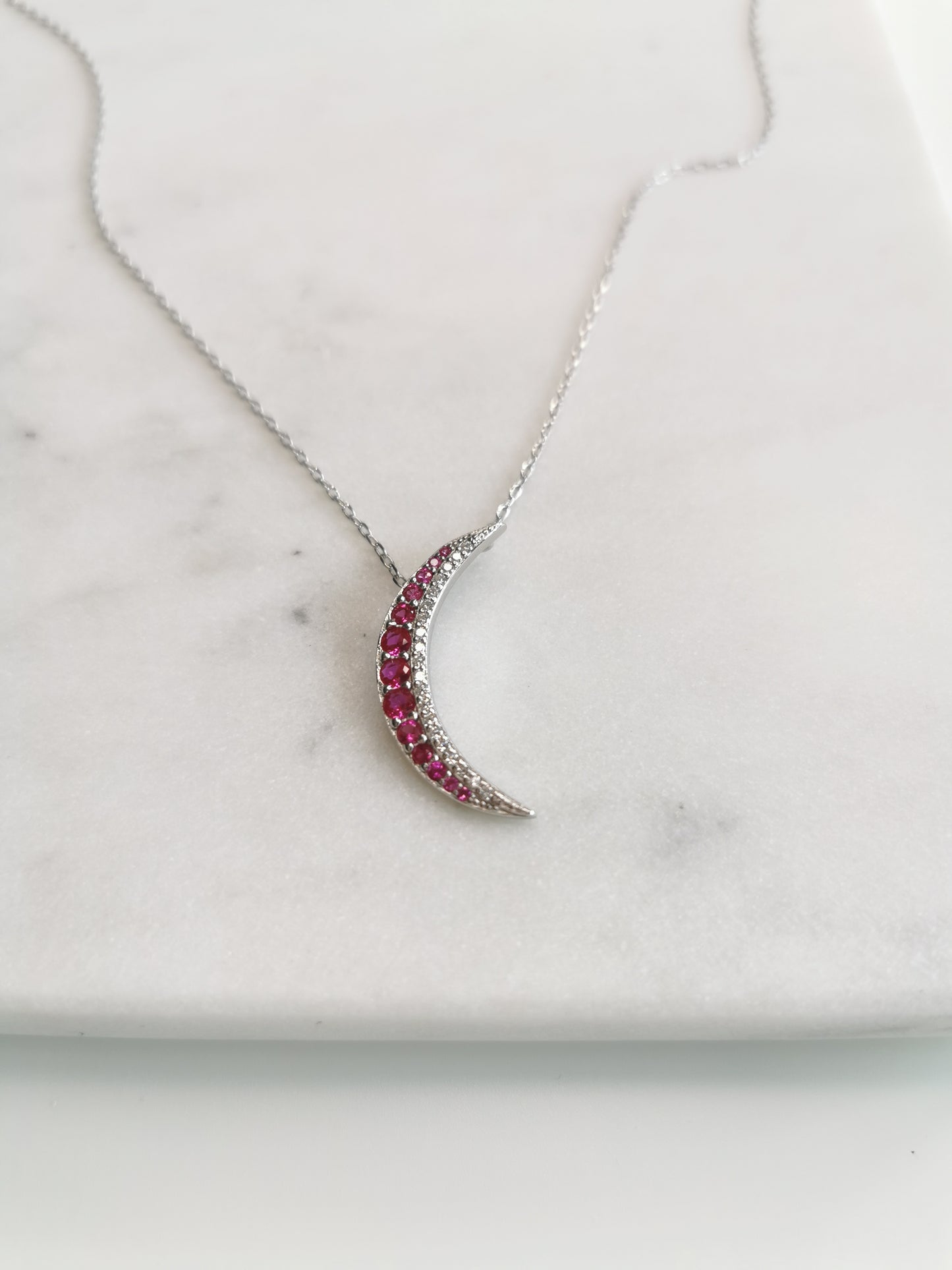 COLLIER LUNE ZIRCONIUM FUCHSIA