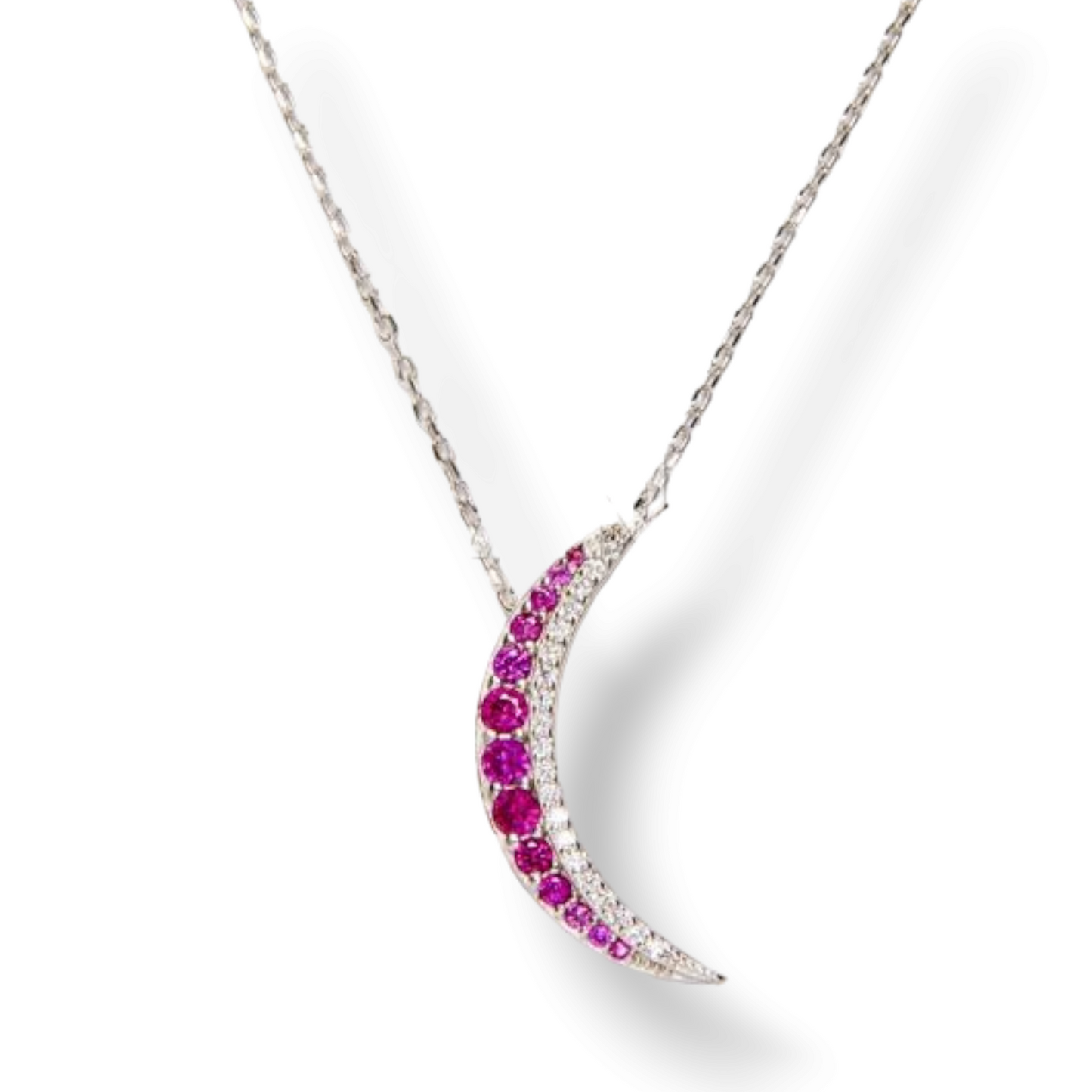 COLLIER LUNE ZIRCONIUM FUCHSIA