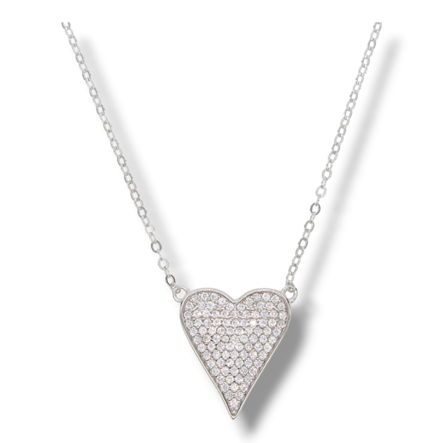 COLLIER COEUR SERTIE ZIRCONIUMS BLANCS