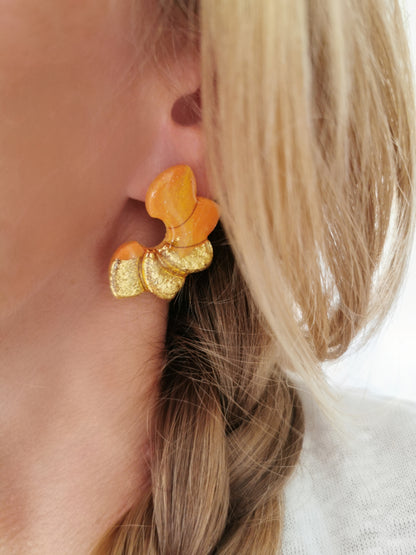 Boucle d'oreille Flora Orange et Or