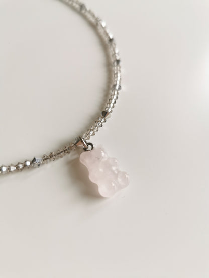 COLLIER OURS QUARTZ ROSE