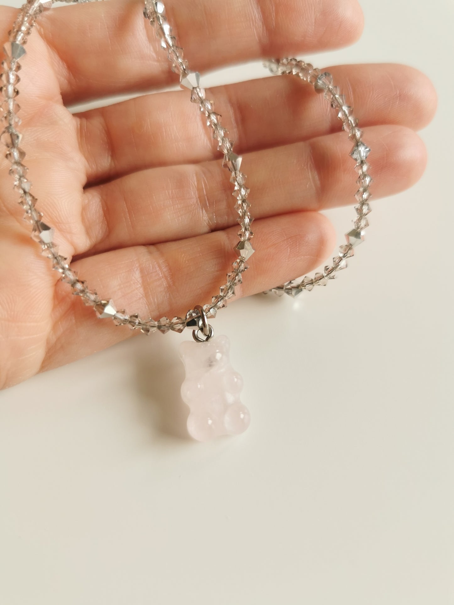 COLLIER OURS QUARTZ ROSE