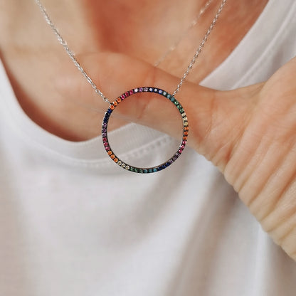 COLLIER CERCLE ZIRCONIUMS MULTI COULEURS