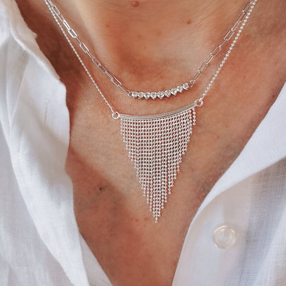 COLLIER CHAÎNE AVEC BARRE ZIRCONIUM BLANC