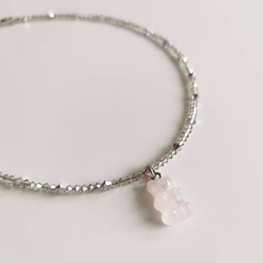 COLLIER OURS QUARTZ ROSE