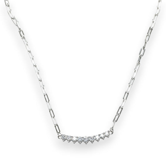 COLLIER CHAÎNE AVEC BARRE ZIRCONIUM BLANC